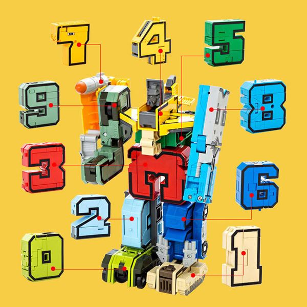 

numbers transforming robot armour team kid's party collectable toys 0-9