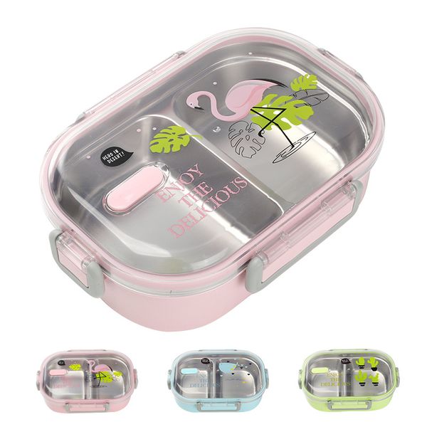 

portable japanese lunch box with compartments tableware 304 stainless steel kids bento box microwave food container tableware