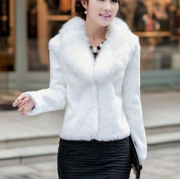 

new 2019 winter women's faux fur jacket artificial fur overcoat furry coat femme plus size warm fake outwear z119, Black
