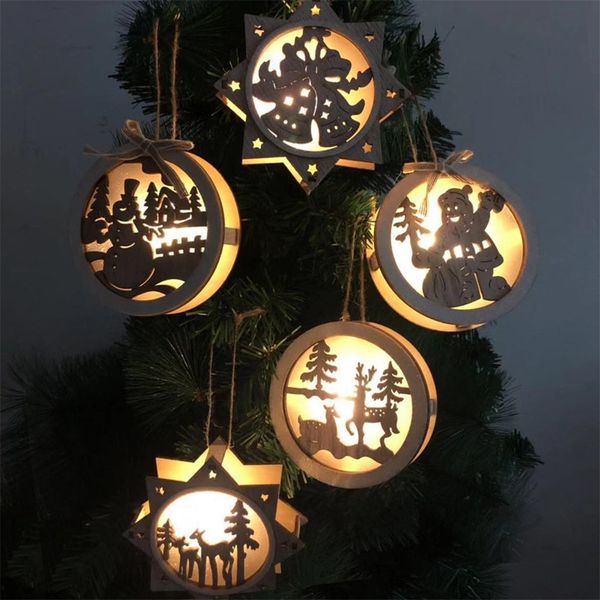 

wooden pendant christmas deer lamp deskdecoration christmas tree decoration pendant luminous ornaments new year