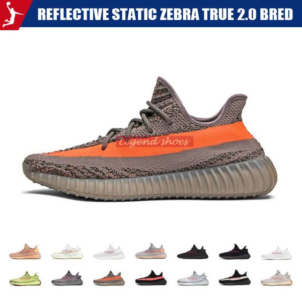 

reflective static zebra true 2.0 bred gid glow black hyperspace form beluga kanye west running shoes men women sneakers sports us 5-13, White;red