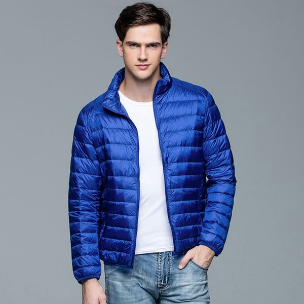 

autumn and winter new style stand-up collar ultra-light thin down jacket men's short plus-size middle-aged casual jacket, Black