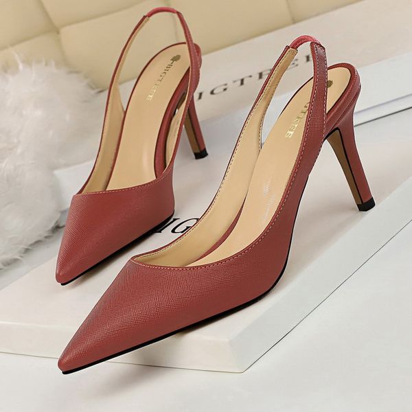 

european and american style simple high heels shallow mouth pointed fashion fashionable back strap women's shoes, Black