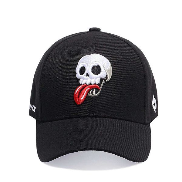 

summer men's baseball cap personalized skull dad hat sunscreen women's snapback couple cap embroidery tongue adjustable, Blue;gray