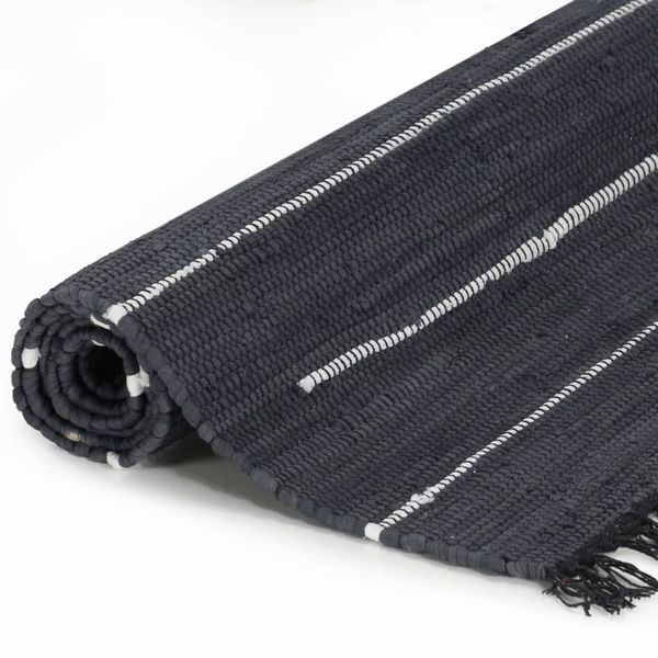 

hand woven chindi rug cotton 80x160 cm anthracite wall stickers