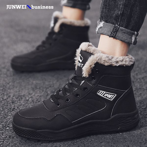 

brand classic winter snow warm fur ankle boots men waterproof non-slip male autumn basic shoes big size 48 o4, Black