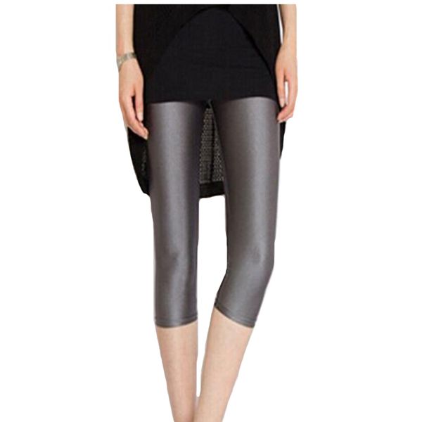 

cuhakci plus size legging fluorescent color women leggings elastic leggings spandex multicolor shiny leggins trousers for girl, Black