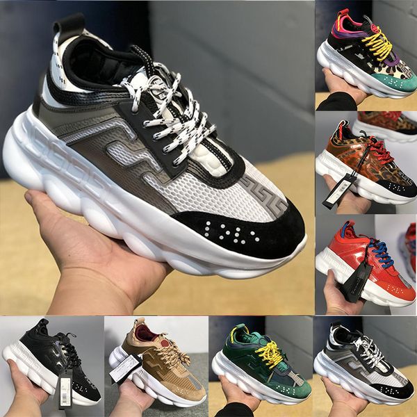 

2020 chain reaction medusa link-embossed sole mens womens designer sneakers ladies girls fashion luxury trainer jogging running shoes, White;red