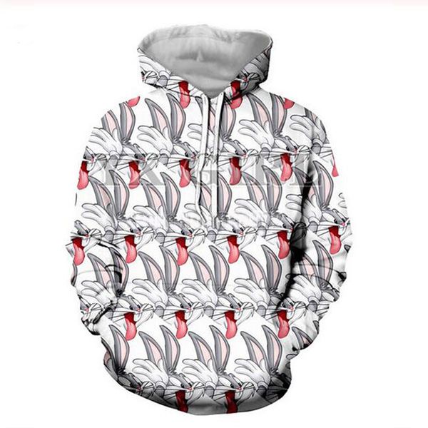 

new fashion women/men harajuku style cartoon bugs bunny casual 3d printed sweatshirts hoodies sportwear coat r0131, Black