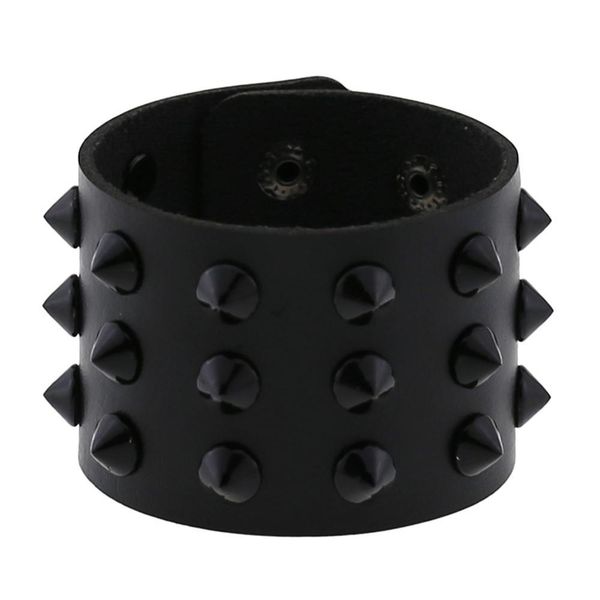 

diezi punk fashion harajuku cosplay black rivet pu leather statement wrap bracelet for women jcasual ewelry fashion bangle 2020, Silver