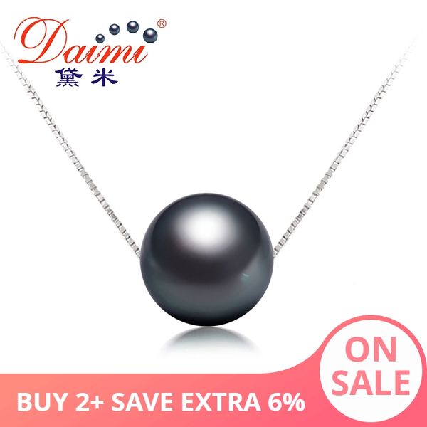 

daimi на продажу 11-12mm black tahitian pearl кулон ювелирные изделия стерлингового серебра простой pearl ожерелье марка ювелирных изделий, Silver