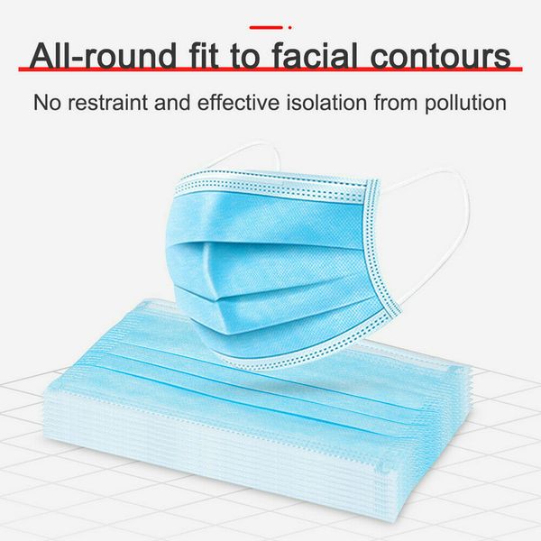

dhl in stock 1000 pcs disposable face masks thick 3 layer masks with earloops for salon home use comfortable dust mask ce authentication