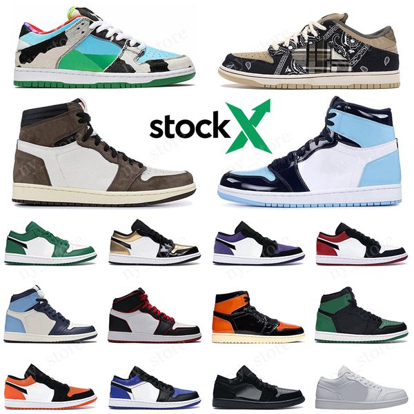 

with box travis 1 men women 1s basketball shoes obsidian unc turbo green court purple shattered backboard pine green mens sports sneakers