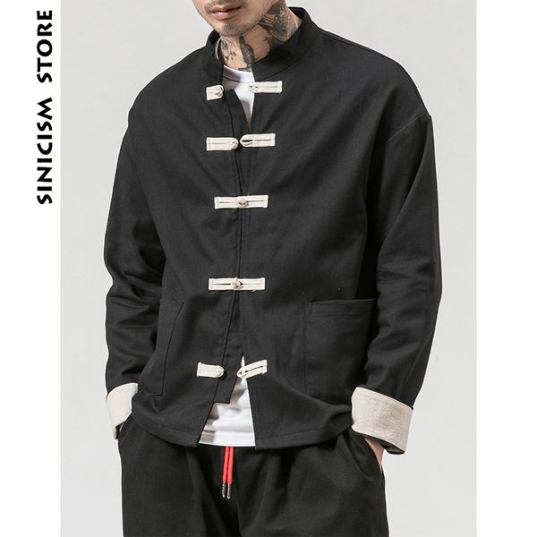 

sinicism store man windbreaker 2019 mens casual pocket black solid bomber jacket male harajuku button retro fashions jacket, Black;brown