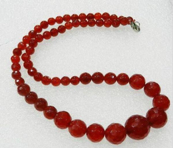 

6-14mm exquisite red round beads gems jewelry necklace 18, Silver
