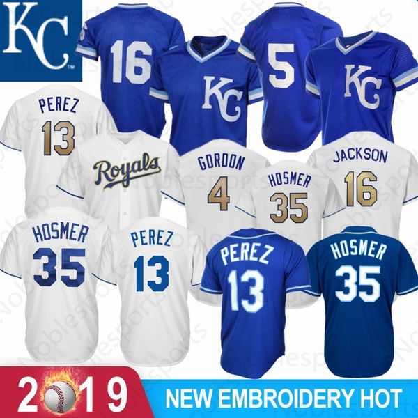 

Kansas City 16 Bo Jackson Royals 13 Salvador Perez 4 Alex Gordon 35 Eric Hosmer 5 George Brett Baseball Jerseys 100% Stitched