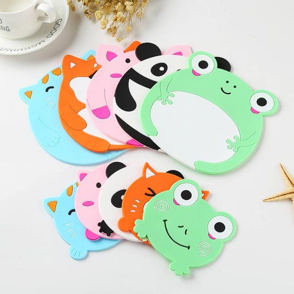 

Silicone Dining Table Placemat Coaster Kitchen Accessories Mat Cup Bar Mug Cartoon Animal Panda Frog Cat Pig Drink Pads