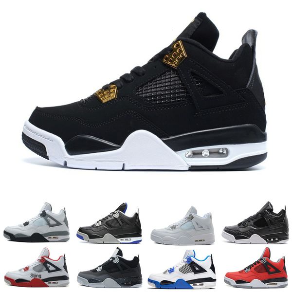 

4 men basketball shoes bred black cat pure money fire red royalty fear pack oreo white cement motosports 4s mens sport sneakers