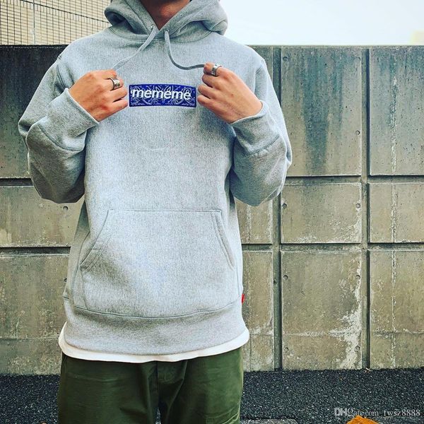 

19fw бандана box logo толстовка с капюшоном мужчины женщины вышивки logo толстовки моды hip hop highstreet outwear 8 цветов s-xl 6855, Black