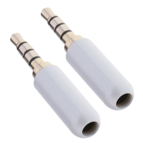 

2pack 3.5mm 4 pole trrs male plug headphone jack cable connector, white