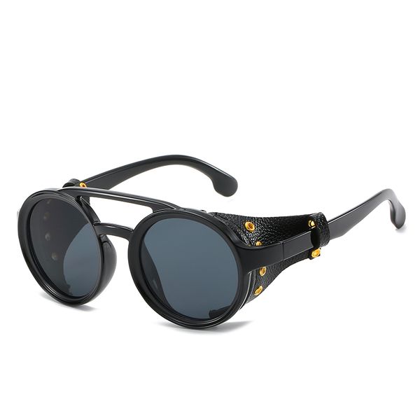 

новая стимпанк солнцезащитные очки brand design круглый sunglass мужчины женщины vintage punk солнцезащитные очки uv400 shades очки óculos-д, White;black