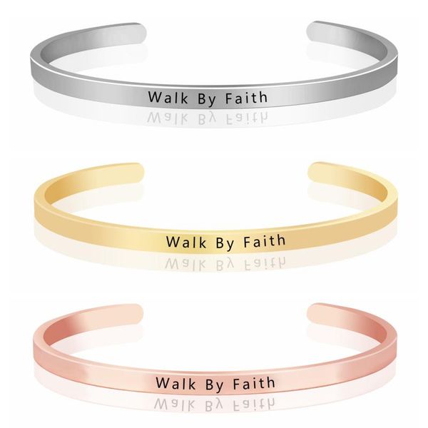 

kcaloe walk by faith bible verse bracelet christian religious engraved bangle scripture gift for bible study faith catholic, White