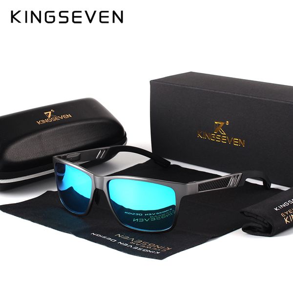

kingseven men polarized sunglasses aluminum magnesium sun glasses driving glasses rectangle shades for men oculos masculino male t191230, White;black