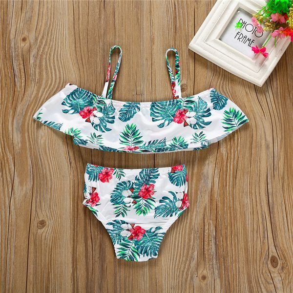 

1 to 6t kid baby girls toddler floral sportswear swimwear swimsuit bikini set bathing tankini two-piece suits