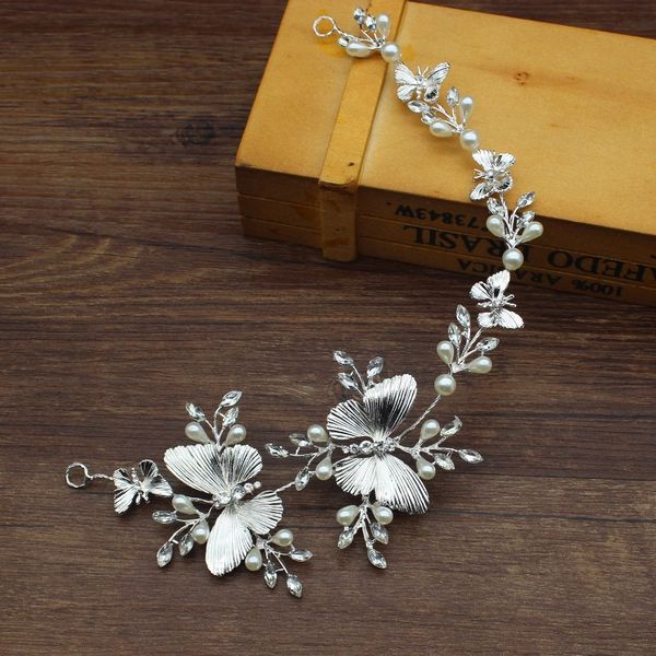 

silver butterfly wedding bridal tiara headbands bride headpiece women prom head chain hair ornaments hair jewelry accessories, Golden;white