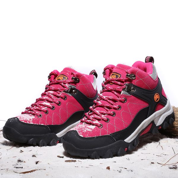 

new women boots winter with fur 2020 warm snow boots women winter work shoes men footwear fashion rubber ankle shoes, Black