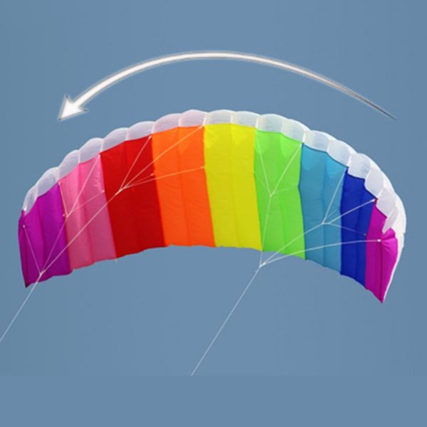 

rainbow dual line kitesurfing stunt parachute soft parafoil surfing kite sport kite outdoor activity beach flying kite