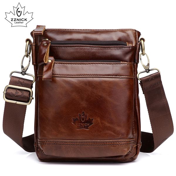 

genuine leather bag handbag shoulder men's bag small messenger leather crossbody men bags 2019 male flap zipper handbag zznick