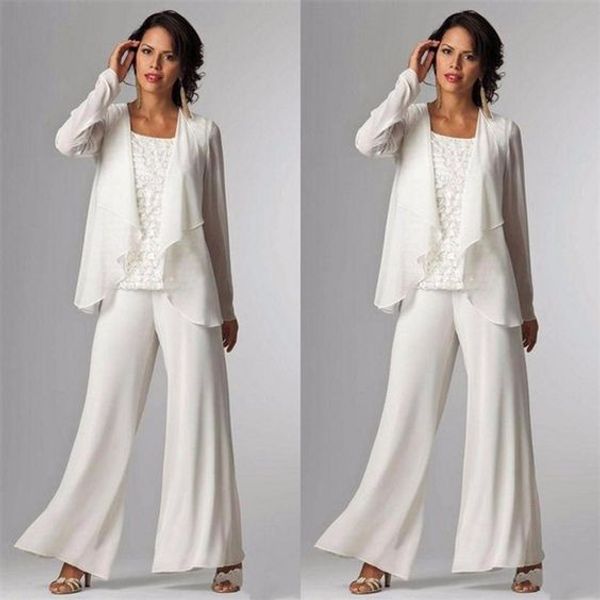 

elegant 3 piece mother of the bride pant suits with jacket formal chiffon trouser suits for groom mother summer wedding guest dresses, Black;red