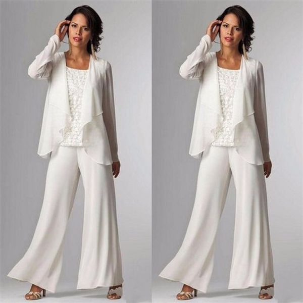 eleganti tailleur pantalone madre della sposa in 3 pezzi con giacca tailleur pantalone formale in chiffon per la madre dello sposo abiti da sposa estivi economici