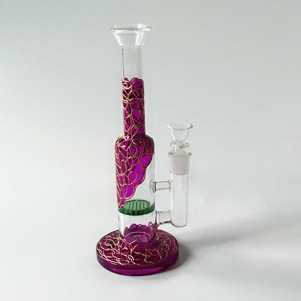 Favor Neweast Roxo Vidro Bong Percoil Dab Rig Heady Glass 14.5mm Joint Glass Water Pipe Pequenos Bongs WP533