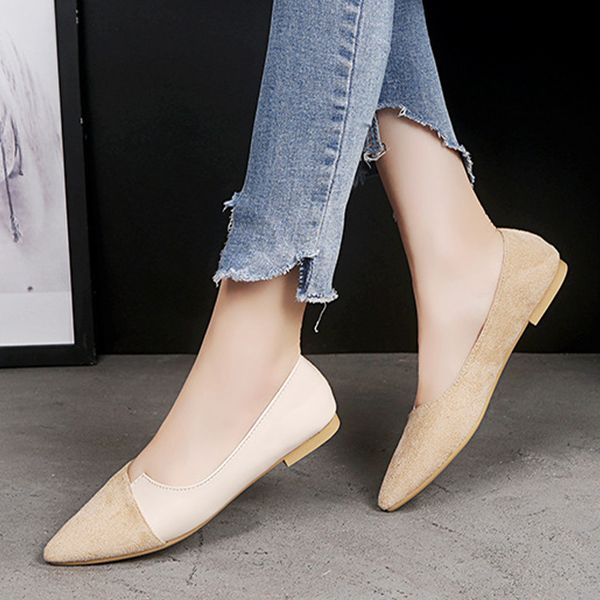 

office ladies loafers women pointed toe flats female comfortable walking shoes woman fashion slip on footwear women's new 2020, Black