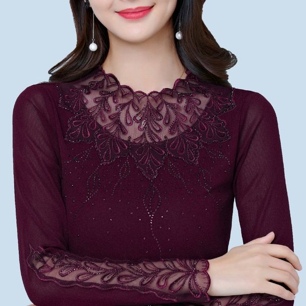 

women's 2020 high collar base women's long shirt sleeve all-match autumn western style large size small shirt, White