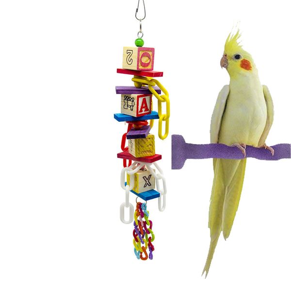

gnaw bird parrot swing stand frame building block plastic chain toys