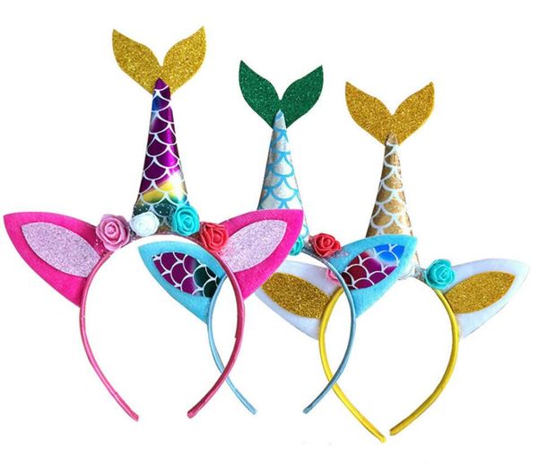 

mermaid unicorn headbands for girls teens party costume fancy dress glitter hairbands theme birthday favors gifts