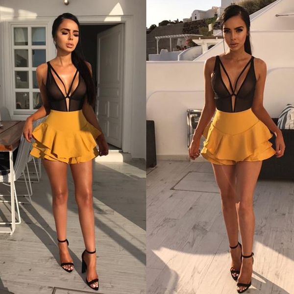 

ins amazon autumn cross-border e-commerce ruffle trim pleated package hip culottes new ins supply sale, Black