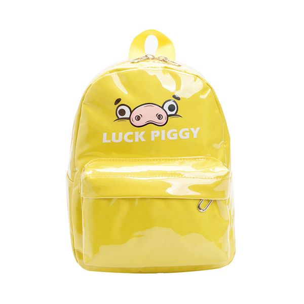 

pvc canvas children's backpack fashion cartoon lucky pig student small book bag for girls boys lovely double shoulder mini bags