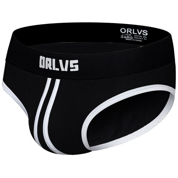 

2020 new men's underwear pure cotton breathable fashion brand men's youth underwear personality stripe men's briefs, Black;white
