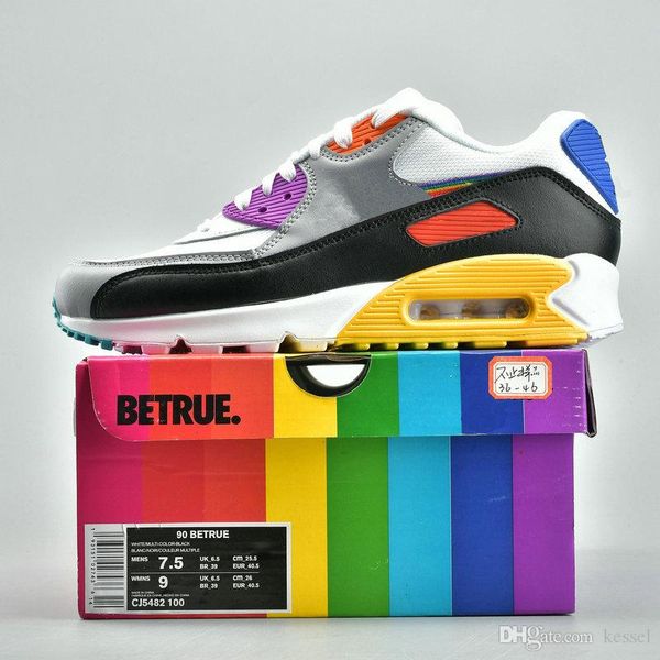 

2019 new 90 be true rainbow shoes for mens 90s betrue white black yellow women running shoes sneakers femmes vintage espadrilles cj5482-100