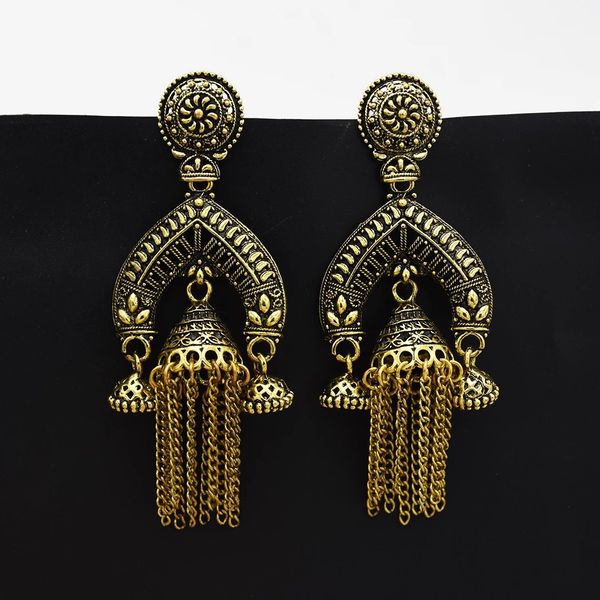 

bohemia new tassel bell long dance earrings women elegant pop earrings, Silver