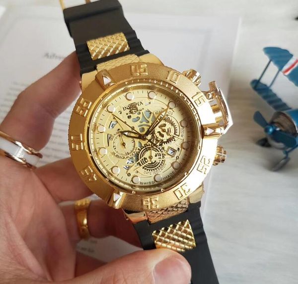 

Мужские часы Роскошные кварцевые часы с большим циферблатом Man Military Золотые наручные часы Мужские спортивные дневные часы