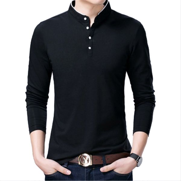 

men's clothing autumn tees casual shirts white cotton pollover long sleeve slim shirts mens clothes m-3xl, White;black