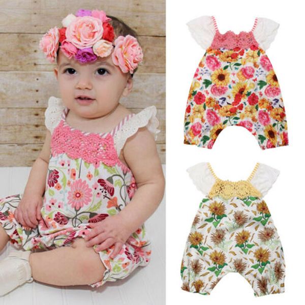 

pudcoco infant baby girl подсолнечное lace ползунки с плечом печатью цветочные лето комбинезон outfit одежда 0-2ой, Blue