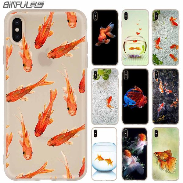 

phone cases luxury silicone soft cover for iphone xi r 2019 x xs max xr 6 6s 7 8 plus 5 4s se coque cute lovely goldfish