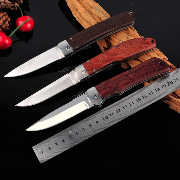 

outdoor survival portable folding knife roosewood handle high hardness self-defense tactical combat knives fruit cutter knife