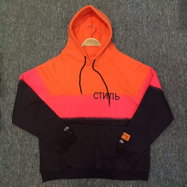 

Heron Preston Hoodies Fashion Black Orange Color Stitched Heron Preston Sweatshirts HP Pullover 18 New DSNY Hoodie